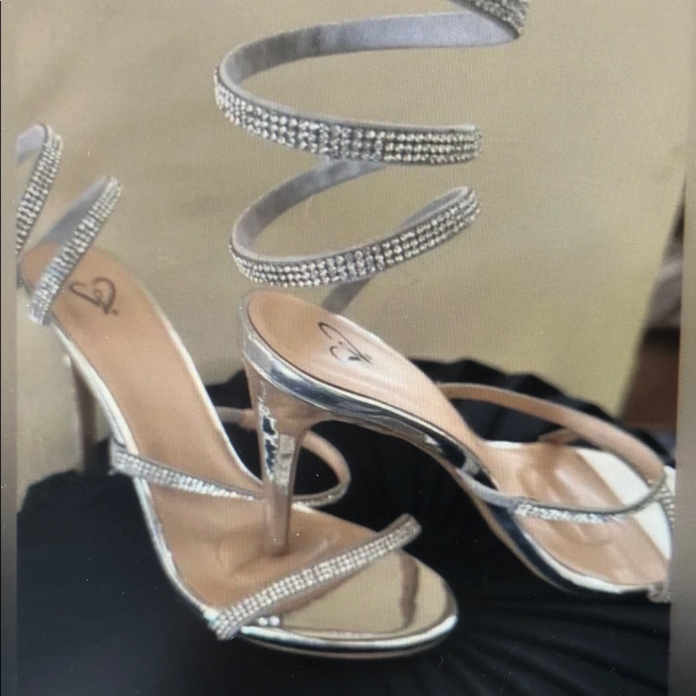 Elegant Silver Strappy Heels